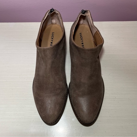 Lucky Brand Women’s 10 Brown Leather Fai Short Ankle Booties Zip Boot - Picture 2 of 6